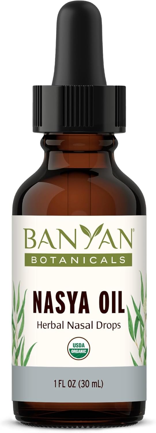Banyan Botanicals Nasya Oil – Organic Herbal Nasal Drops For Clear Breathing – Ayurvedic Nasal Cleaner And Nose Moisturizer* – One Fluid Ounce – Certified Organic, Non Gmo, Chemical Free