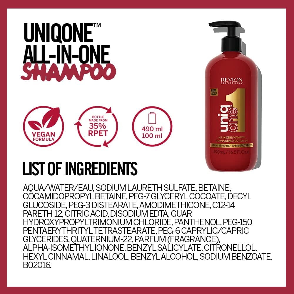 Revlon Professional REVLON PROFESSIONAL UNIQONE ALL IN ONE SHAMPOO, Moisturizing Shampoo, Shampoo For Damaged Hair 490ml : Amazon.co.uk: Beauty