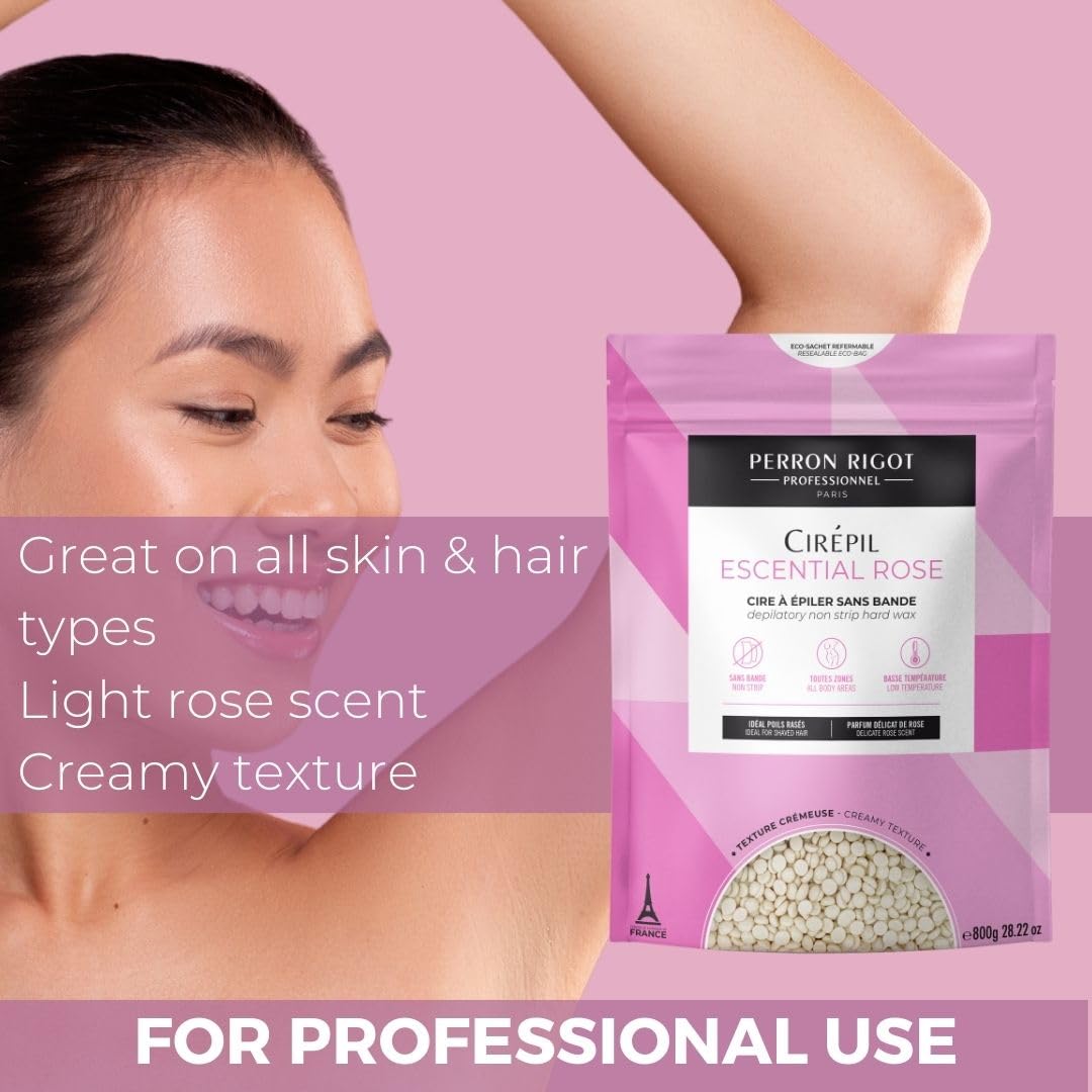 Cirepil - Escential Rose - 800G / 28.22 Oz Wax Beads Bag - Light Rose Scent - All-Purpose, Creamy Texture - Perfect For Bikini Waxing : Beauty & Personal Care