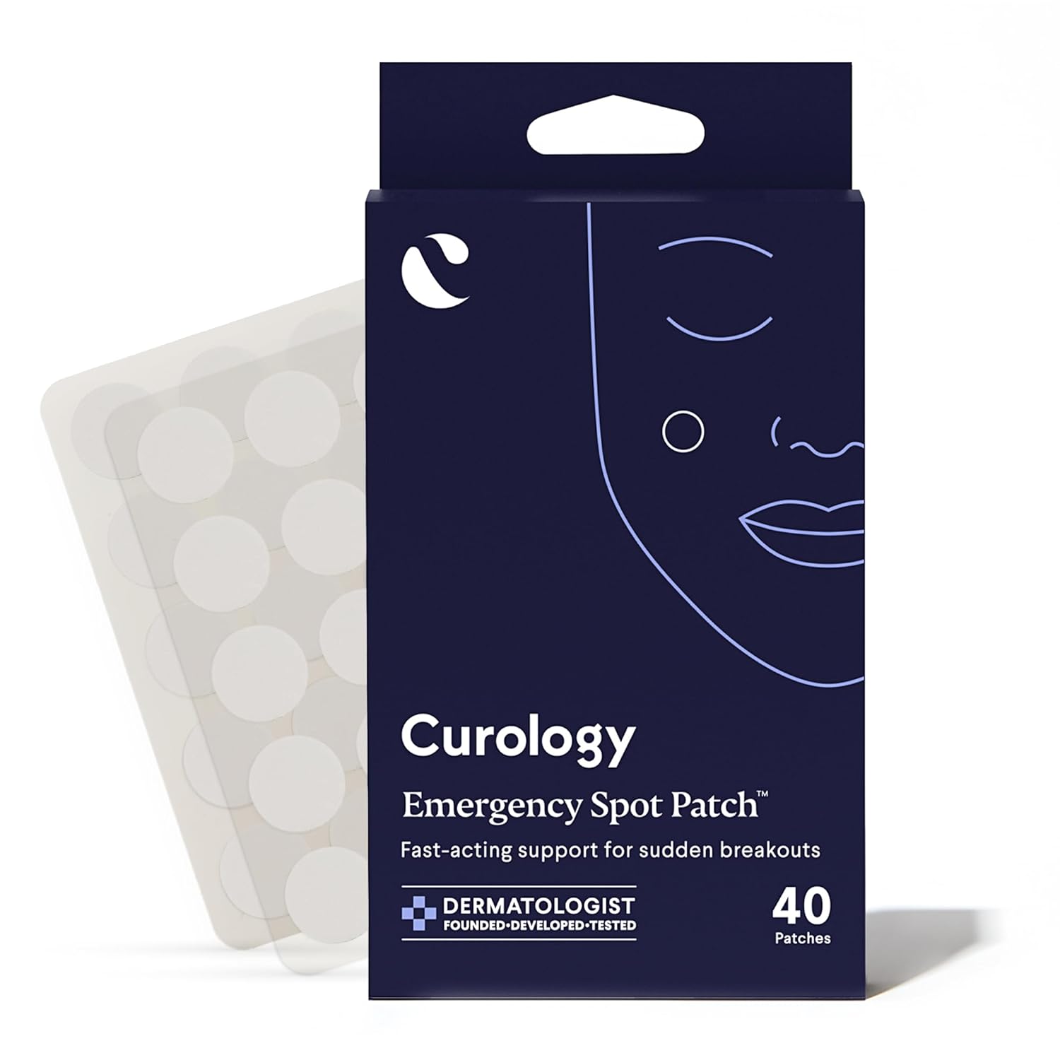 Curology Emergency Spot Pimple Patches For Face, Hydrocolloid Pimple Patches Fast-Acting Support, Spot Concealing And Oil Absorbing, 40 Count