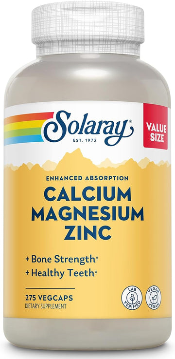 Solaray Calcium Magnesium Zinc Supplement - With Calcium 1000Mg, Magnesium 500Mg - Bone Health, Muscle Function, Heart Health And Immune Support