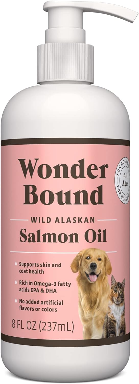 Amazon Brand - Wonder Bound Wild Alaskan Salmon Oil for Dog, Cat, 8 fl oz