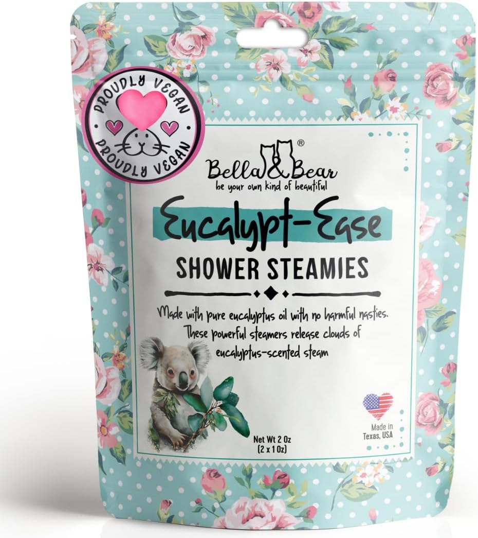 Bella & Bear Shower Steamers Eucalyptus Shower Bombs Aromatherapy, Shower Tablets - Eucalypt-Ease Shower Steamers With Essential Oils - Home Essentials Bath Bombs Tablets (7)