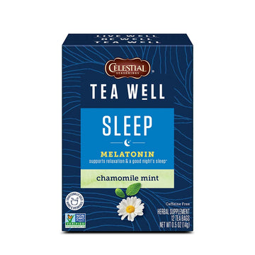 Celestial Seasonings Teawell Herbal Tea, Sleep With Melatonin, Chamomile Mint, Caffeine Free Wellness Tea, 12 Tea Bags (Pack Of 6)