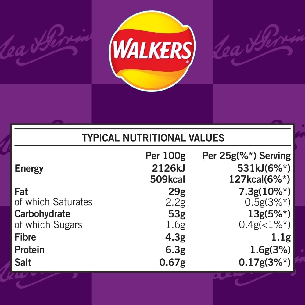 Walkers Lea & Perrins Worcester Sauce Grab Bag Crisps 45G (Case Of 32)