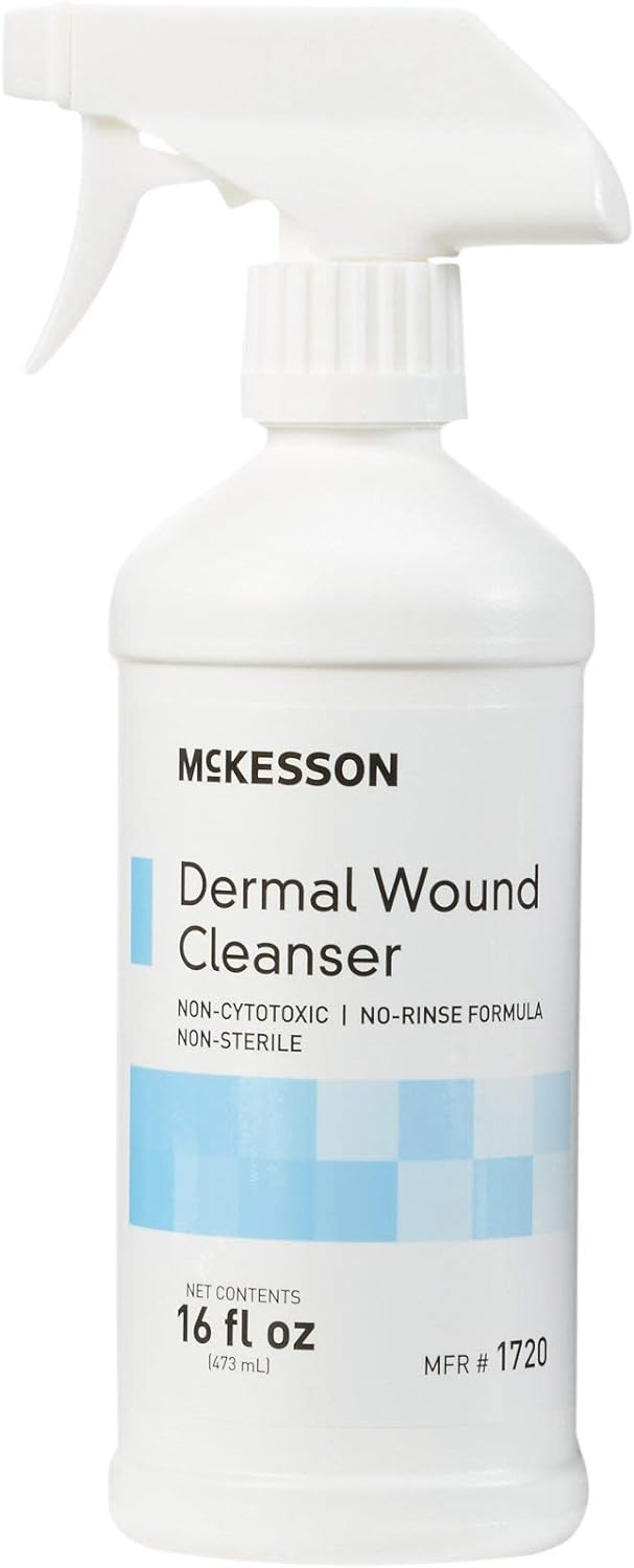 McKesson Dermal Wound Cleanser, Non-Cytotoxic, Rinse-Free, Non-Sterile,16 oz, 1 Count