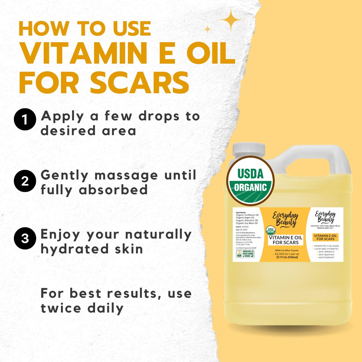 Organic Vitamin E Oil - Heavenly Rose Scented Usda Certified 100% All Natural Plant Based 2.02 Fl Oz Glass Bottle & Dropper - Lightweight & Great For Scars After Surgery - Reduce Wrinkles, Anti Aging : Beauty & Personal Care