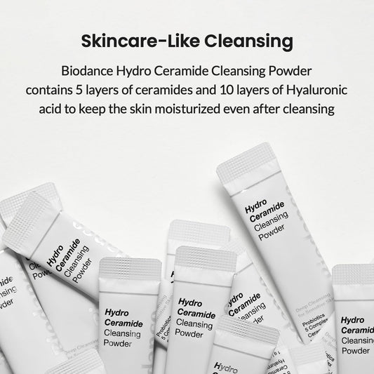 Biodance Hydro Ceramide Cleansing Powder, Gentle Exfoliating Daily Facial Cleanser With Hyaluronic Acids & Ceramides, Enzyme Powder | 0.03 Oz X 30Ea