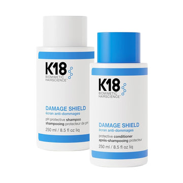 K18 Damage Shield Shampoo & Conditioner, Smoothing & Protective From Environmental Stressors, Maintains Hair Health, 8.5 Fl Oz X2