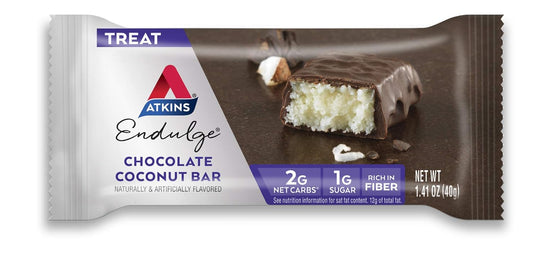 Atkins Endulge Chocolate Coconut Bar, Dessert Favorite, High In Fiber, 1G Sugar, 60 Count