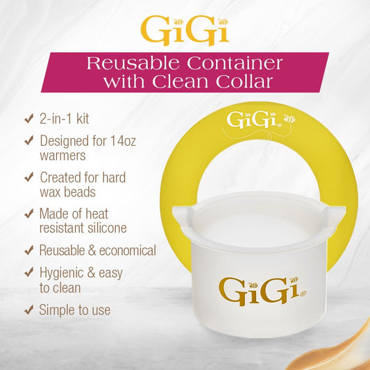Gigi Reusable Container With Clean Collar – Silicone Wax Pot Liner For 14 Oz Wax Warmer, Waxing Accessories Kit