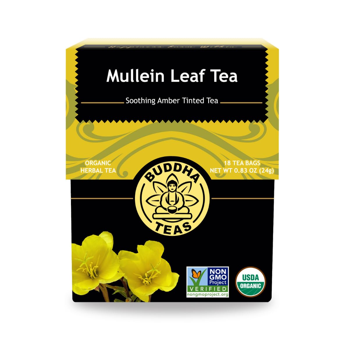 Buddha Teas - Mullein Leaf - Organic Herbal Tea - For Health & Wellbeing - With Antioxidants, Minerals & Vitamin C - Caffeine Free - 100% Kosher & Non-Gmo - 18 Tea Bags (Pack Of 1)