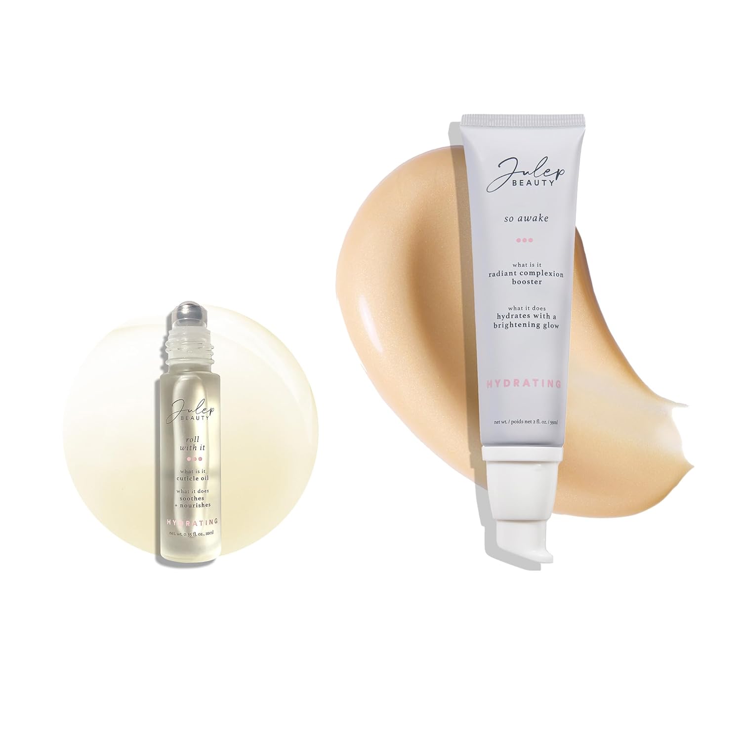 Julep Radiant Skin & Nails Duo So Awake Snail Mucin Complexion Booster Face Moisturizer & Primer & Roll With It Nail Treatment Oil Bundle