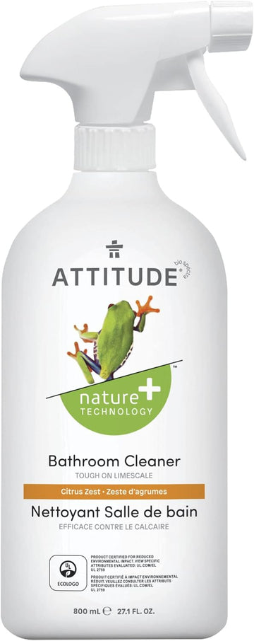 ATTITUDE Bathroom Cleaner, EWG Verified, Plant- and Mineral-Based Ingredients, Vegan and Cruelty-Free Household Products, Citrus Zest, 27.1 Fl Oz