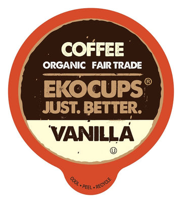 Ekocups Artisan Organic Vanilla Flavored Hot Or Iced Coffee, Medium Roast, In Recyclable Single Serve Cups For The Keurig K Cup Brew, 40 Count