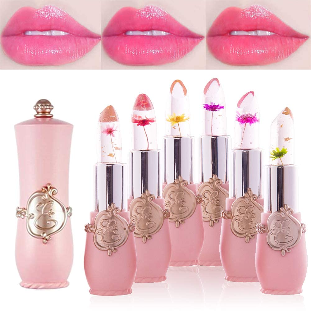 Bingbrush 2Pcs Color Changing Lipstick,Pink Crystal Flower Jelly Ph Mood Long Lasting Labiales Lip Care Moisturizer Lip Balm Korean Magic Lip Gloss Lip Tinted Stain Makeup Set For Women : Beauty & Personal Care