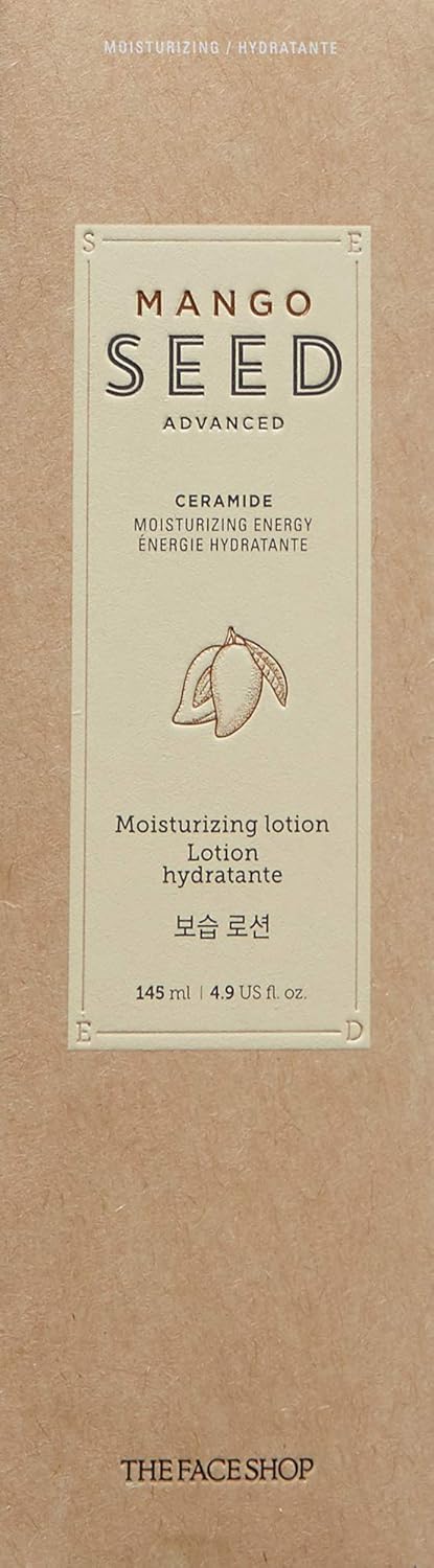 The Face Shop Mango Seed Moisturizing Lotion | Ultra-Moisturizing Lotion For Healthy Radiance To Dry & Flaky Skin | Intense Hydrating & Nourishing Skincare, 4.9 Fl Oz (Pack Of 1)