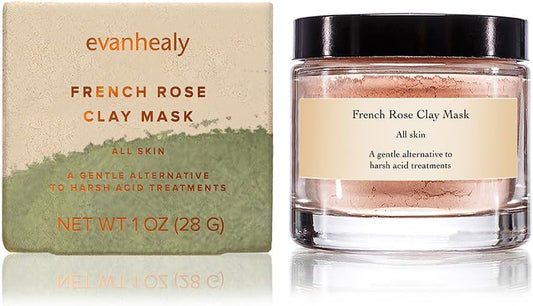 Evanhealy French Rose Clay Mask | Gentle Facial Exfoliator For Sensitive Skin Face Mask | Exfoliating Pore Minimizer Balancing Pink Clay Mask | Cleansing Rhassoul Clay