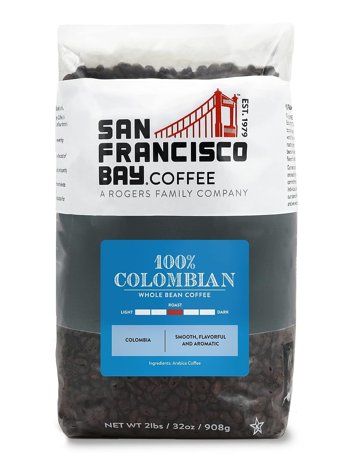 San Francisco Bay Whole Bean Coffee - 100% Colombian (2lb Bag), Medium Roast