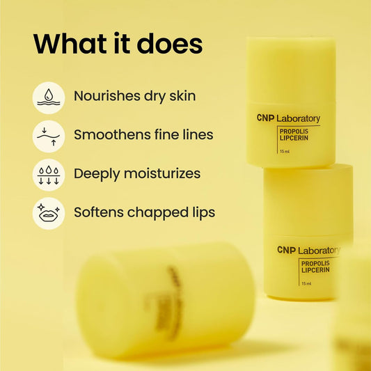 Cnp Honey Lip Butter (0.5 Fl.Oz / 15Ml) - Propolis Lipcerin™, Hydrating Overnight Manuka Lip Balm & Mask, 12Hrs Long-Lasting Moisture, Gentle Exfoliation, Hygienic Twist Dispenser, Korean Skin Care