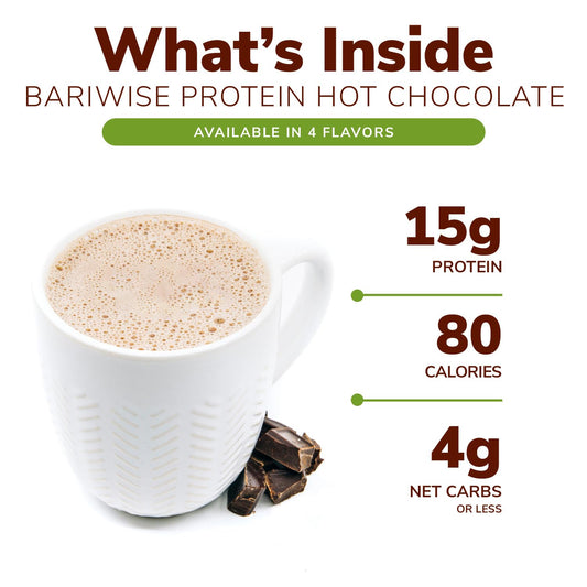 Bariwise Protein Hot Chocolate, Hot Cocoa, Low Sugar, Low Carb, Keto Friendly & Gluten Free (7Ct)