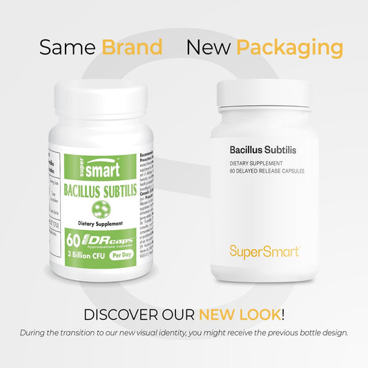 Supersmart - Bacillus Subtilis 3 Billion Cfu Per Day (High Potency) - Spore Probiotic Supplement | Non-Gmo & Gluten Free - 60 Dr Capsules
