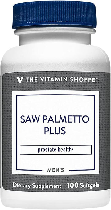 The Vitamin Shoppe Saw Palmetto Plus - Supplement for Prostate Health - 160mg of Saw Palmetto Extract with Excellent Source of Zinc, Vitamin E and B6 (100 Softgels)