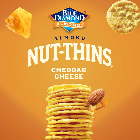 Blue Diamond Almonds Nut Thins Cheddar Cheese Gluten Free Cracker Crisps, 4.25 Oz Boxes (Pack Of 6)