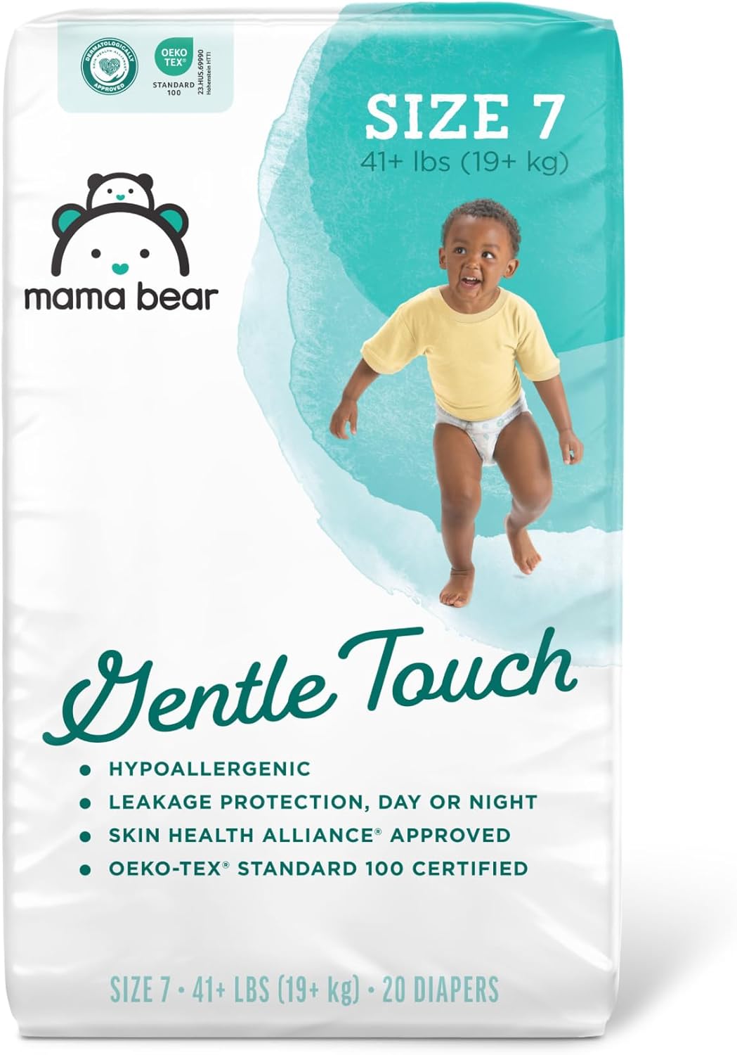 Amazon Brand - Mama Bear Gentle Touch Diapers, Hypoallergenic, Size 7, 20 Count, White