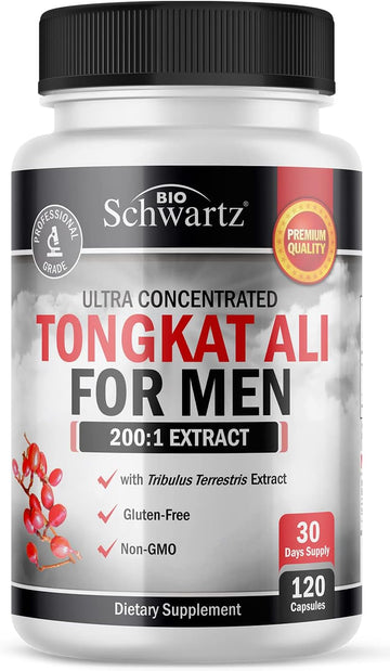 Tongkat Ali for Men 1020mg (120 Capsules) 200 to 1 Tongkat Ali Extract (Eurycoma longifolia) with Tribulus Terrestris for Natural Men's Health Support (Gluten Free and Non GMO) Full 30 Day Supply