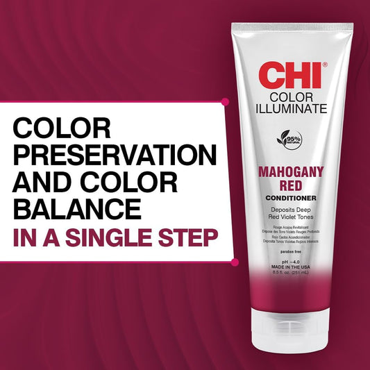 Chi Ionic Color Illuminate Conditioner, Mahogany Red, Color Enhancing Conditioner, 251 Ml