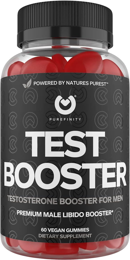 Testosterone Booster for Men ? Male Performance Supplement with Horny Goat Weed for Men, L-Arginine, Maca Root, Saw Palmetto & Tribulus ? Boost Vitality, Strength & Energy - 60 Gummies