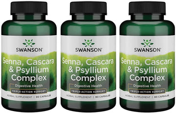 Swanson Senna Psyllium Cascara Complex Gi Tract Regularity Support 90 Capsules (3 Pack)