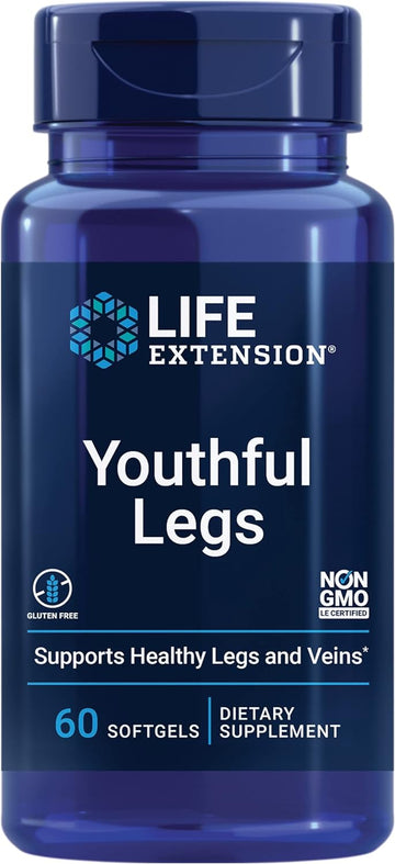 Life Extension Youthful Legs - Healthy Vein And Leg Support Supplement For Women - Advanced Formula For Circulation In Leg Veins- Non-Gmo, Gluten-Free - 60 Counts
