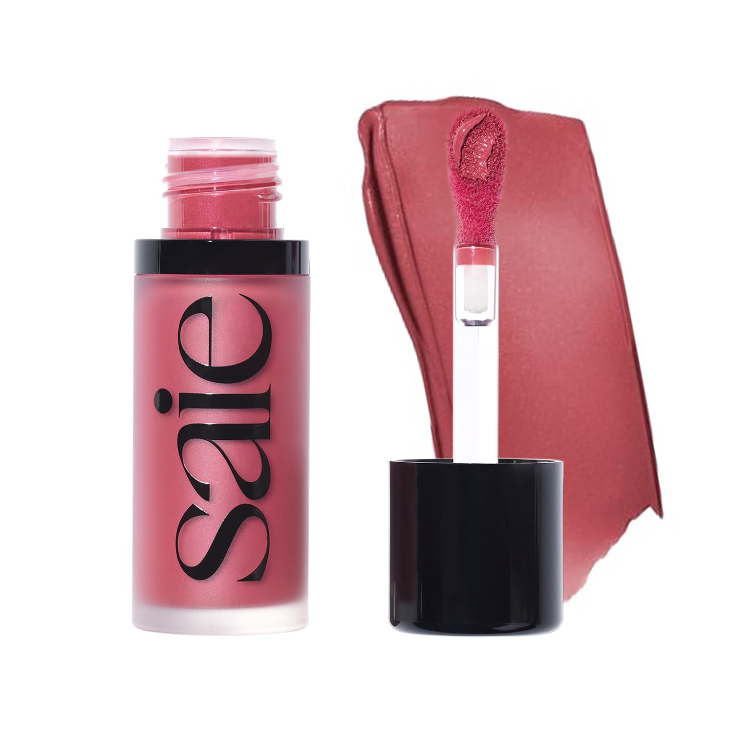 Saie Dew Liquid Blush For Cheeks - Hydrating Cream Blush Stick With A Blendable + Buildable Formula - Skincare Infused Dewy Cheek Tint For A Natural Flush - Glowy Makeup Essential - Rosy (.40 Oz)