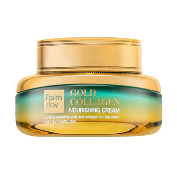 Farmstay Gold Collagen Nourishing Cream - Collagen Cream For Vibrant Skin - Face Moisturizer For Skin Elasticity - Strengthens Skin Barrier - 1.85 Oz