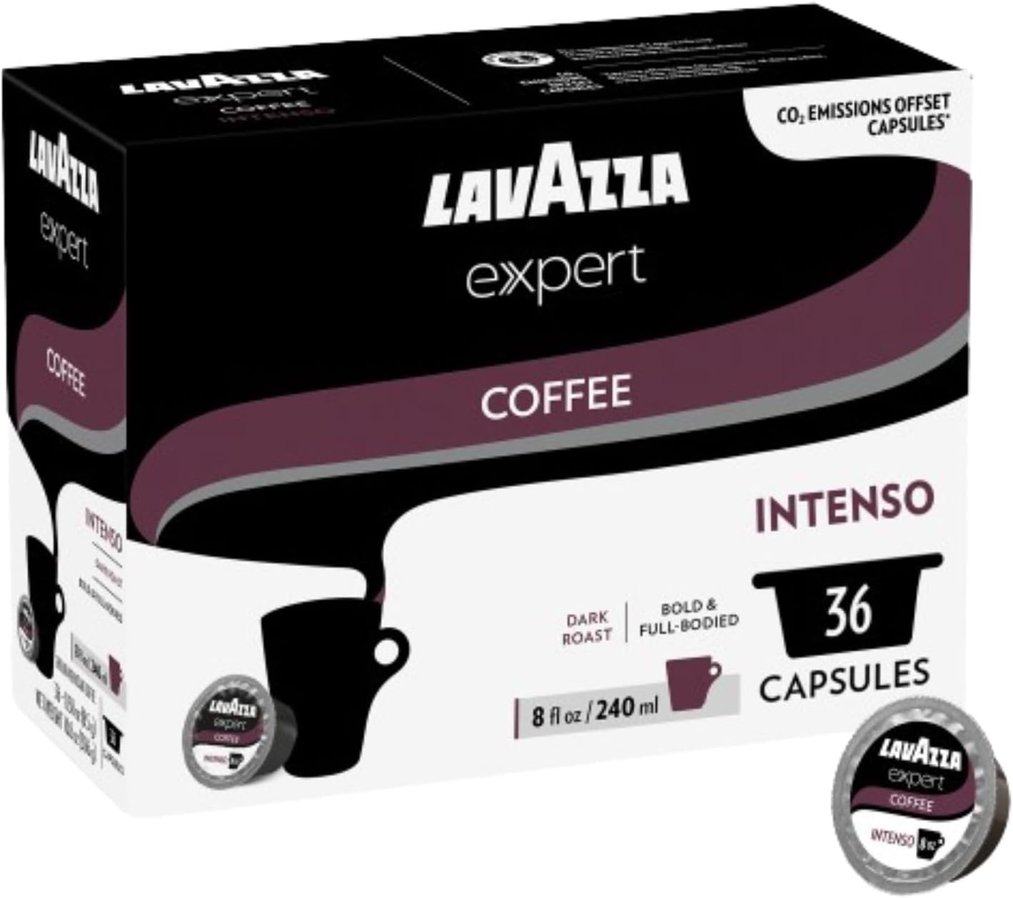 Lavazza Expert Intenso Coffee Capsules, Intense, Dark Roast, Intenisty 9 out of 10, notes of spicy, Coffee Preparation, Blended and Roasted in Italy, (36 Capsules)