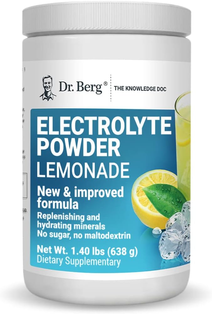 Dr. Berg's Electrolyte Powder 100 Servings Bundle - Raspberry Lemon & Lemonade Flavors - Hydration Drink Mix Supplement