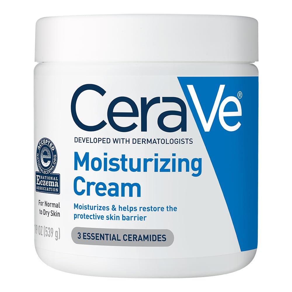 Cerave Moisturizing Cream | Body And Face Moisturizer For Dry Skin | Body Cream With Hyaluronic Acid And Ceramides | Daily Moisturizer | Oil-Free | Fragrance Free | Non-Comedogenic | 19 Ounce