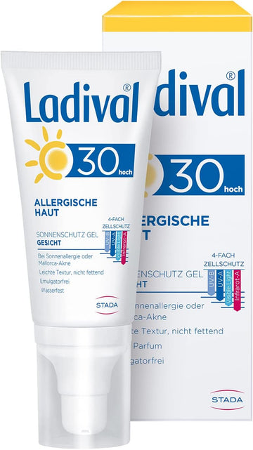 Ladival Allergic Skin Sun Protection Gel For Face Spf 30 - Perfume-Free Sun Gel For Allergy Sufferers - No Colours Or Preservatives - Waterproof - 1 X 50 Ml