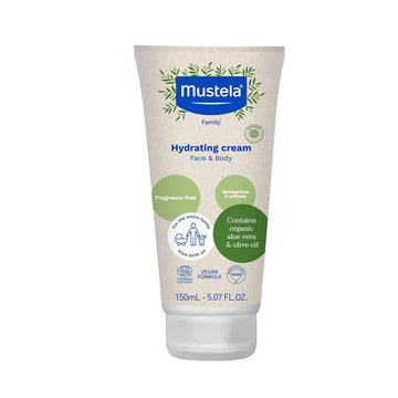 Mustela Certified Organic Hydrating Cream - Natural Body Lotion W/ Olive Oil, Aloe Vera & Sunflower Oil - For Baby, Kid & Adult - Fragrance Free, Ewg Verified & Vegan - 5.07 Oz. - Packaging May Vary