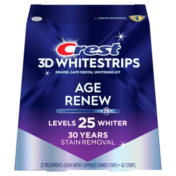 Crest 3D Whitestrips Age Renew – Teeth Whitening Kit, 21 Treatments, Each With 1 Upper/1Lower, 42 Strips – Crest 3Dwhite Teeth Whitening Strips