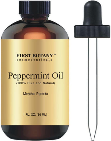 First Botany, 100% Pure Peppermint Oil - Premium Peppermint Essential Oil For Aromatherapy, Massage, Topical & Household Uses - 1 Fl Oz (Peppermint)