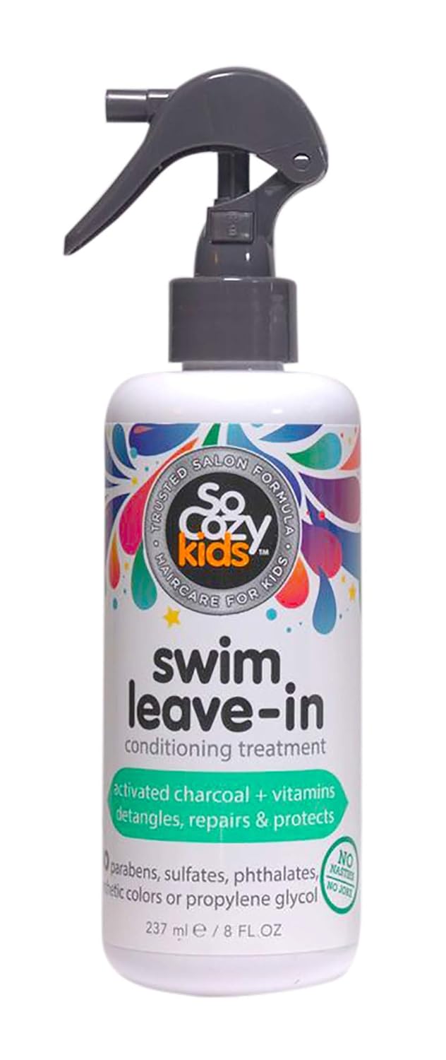 SoCozy Swim Spray | Leave-In Treatment & Conditioner | For Kids Hair | Protects and Repairs Pool/Sun/Salt Damage | 8 fl oz | No Parabens, Sulfates, Synthetic Colors or Dyes, White