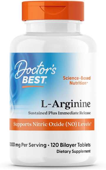 Doctor'S Best Sustained Plus Immediate Release L-Arginine, Non-Gmo, Vegan, Gluten & Soy Free, 500 Mg, Tablet, 120 Count