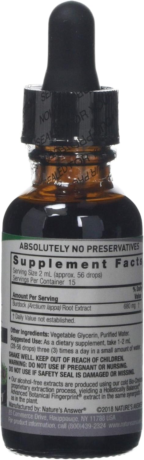 Nature'S Answer - Burdock Root - 30Ml - Natural Herbal Extract - Supports Healthy Skin & Detoxification - Promotes Overall Well-Being