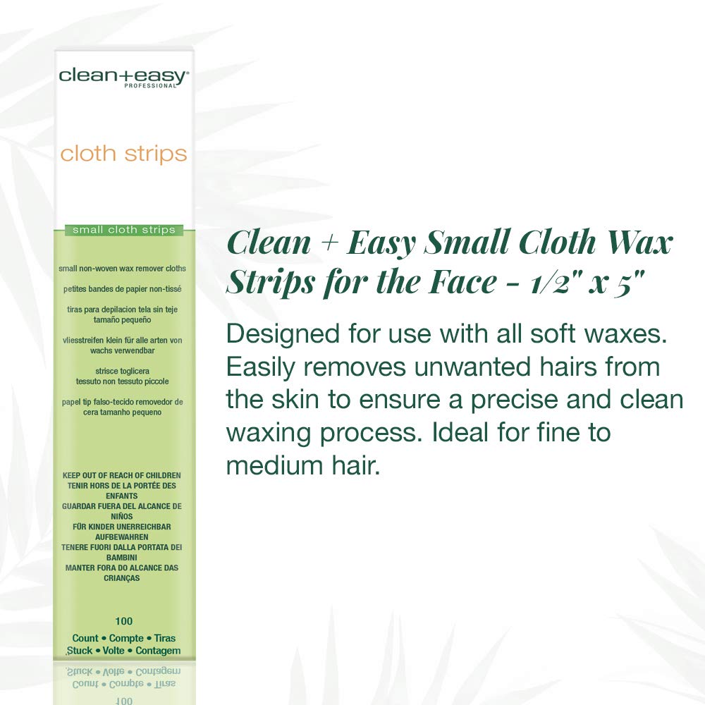 Clean + Easy Small Non Woven Wax Strips – Soft Wax Strips For Face, Upper Lip, Eyebrows & Small Areas, Facial Hair Removal, 100 Count : Hair Waxing Strips : Beauty & Personal Care