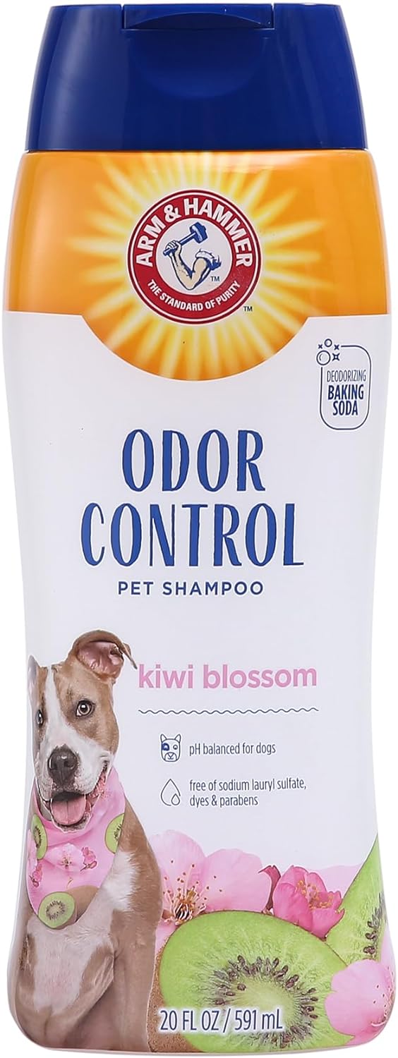 Arm & Hammer Super Deodorizing Shampoo For Dogs - Odor Eliminating Dog Shampoo For Smelly Dogs & Puppies With Arm & Hammer Baking Soda -- Kiwi Blossom Scent, 20 Fl Oz,White