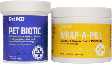 Pet Md Biotic Probiotic Powder & Wrap A Pill Cheese + Bacon Flavor Pill Paste