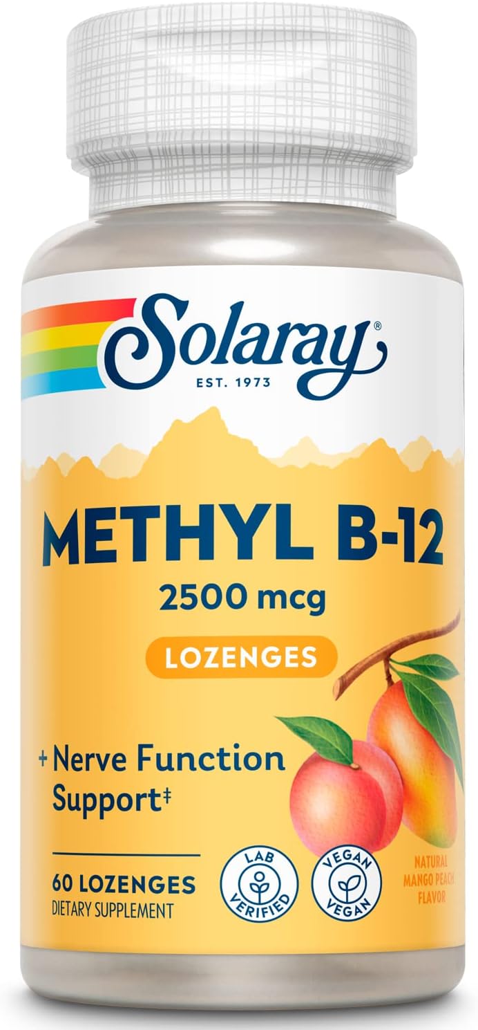 SOLARAY B 12 Methyl Lozenge Supplement, 2500mcg | 60 Count